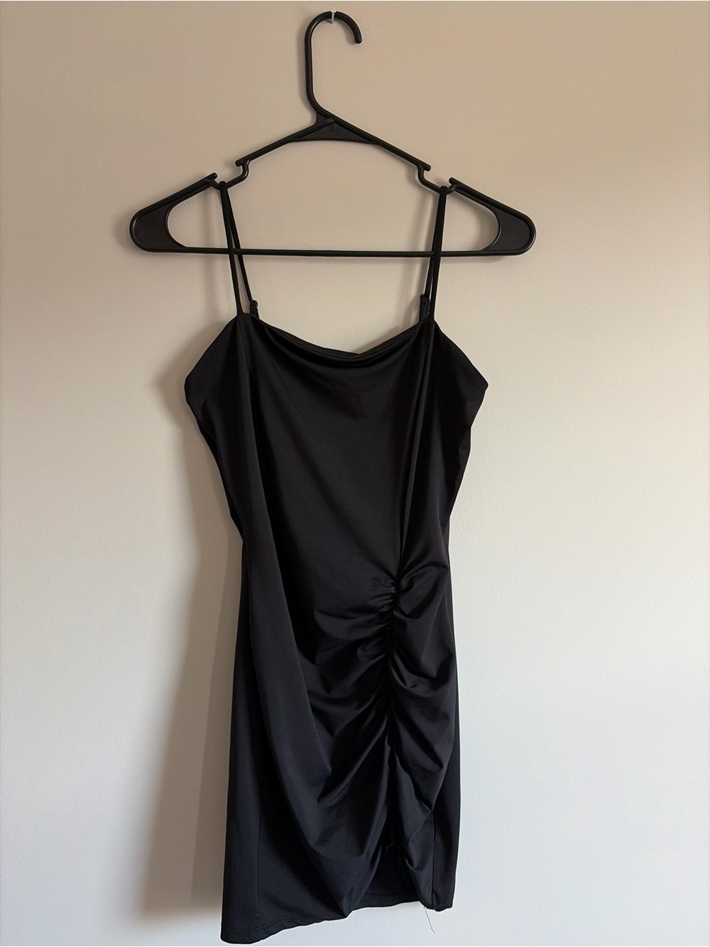 Fiesta Black Ruched Mini Slip Dress